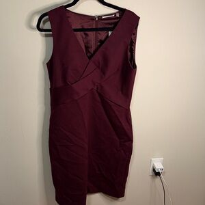 T Tahari Rich Burgundy Sleeveless Mini Dress